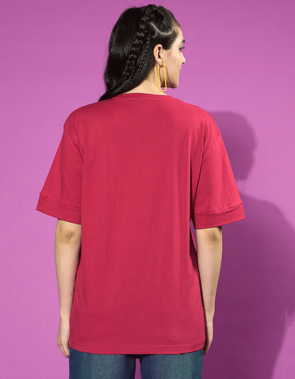 Avengers Magenta Oversized Fit Graphic T-Shirt