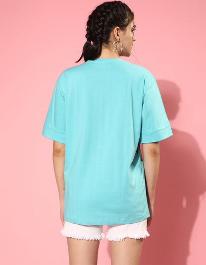 Black Widow Blue Oversized Fit Graphic T-Shirt