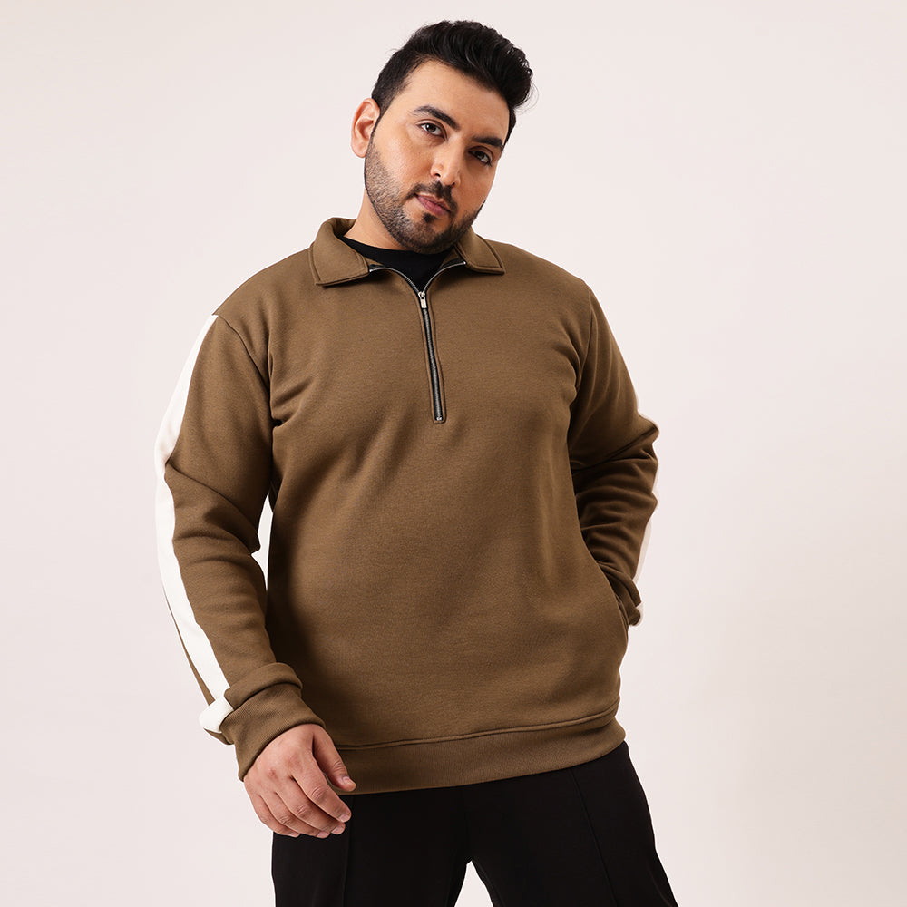 Brown Offwhite Zip Sweatshirt