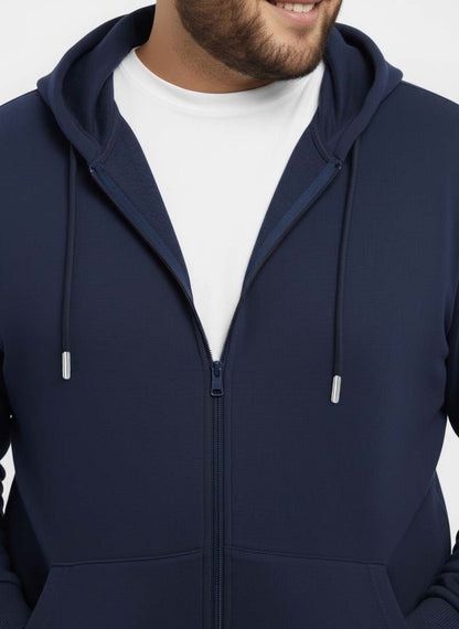 Solid Zipper Hoodie Plus Size