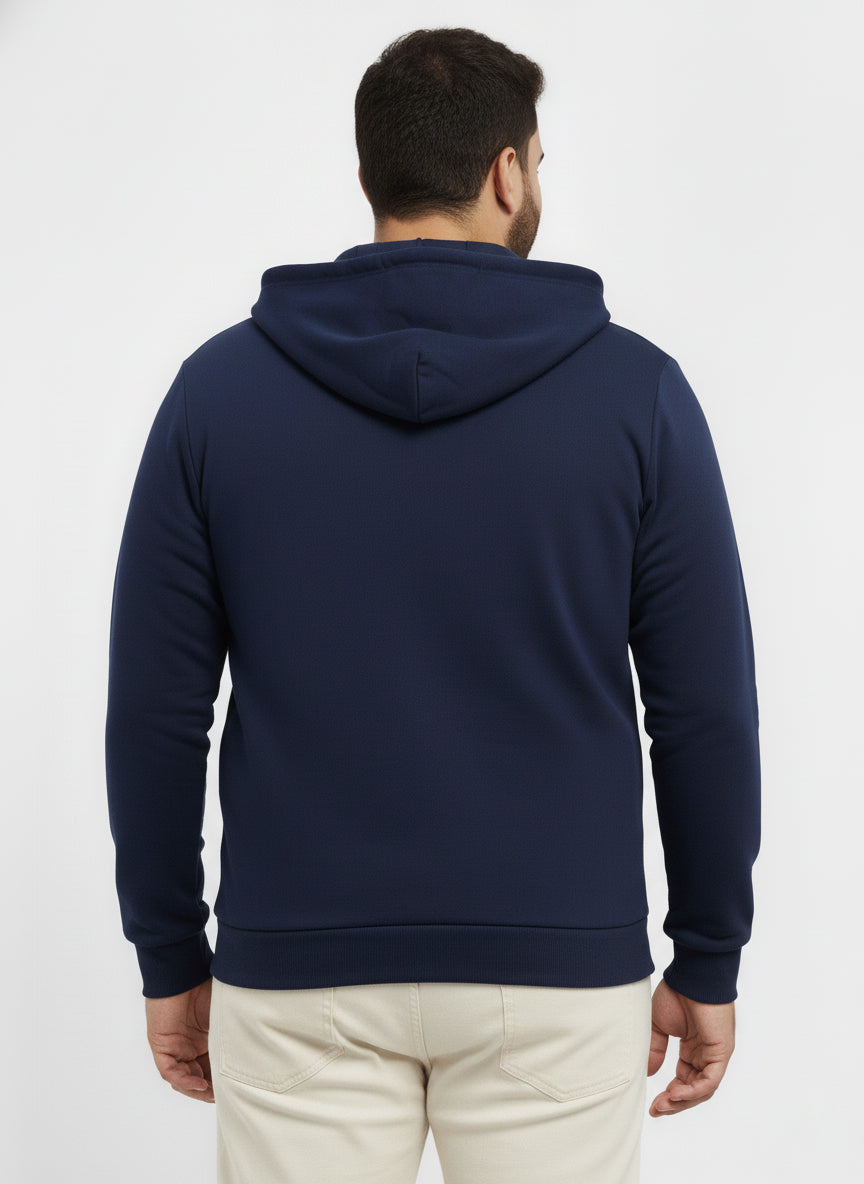 Solid Zipper Hoodie Plus Size