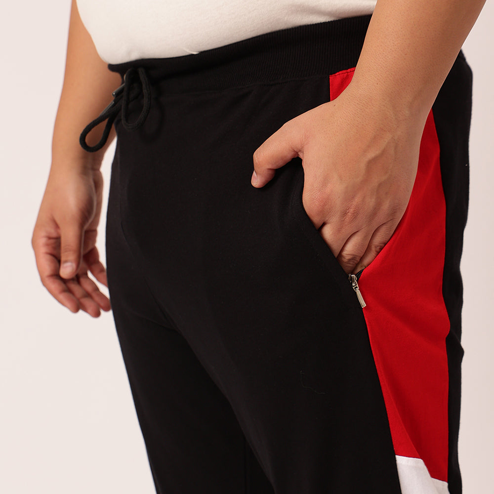 Airforce Red Colour Block Joggers