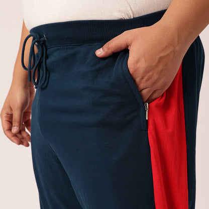 Airforce Red Colour Block Joggers