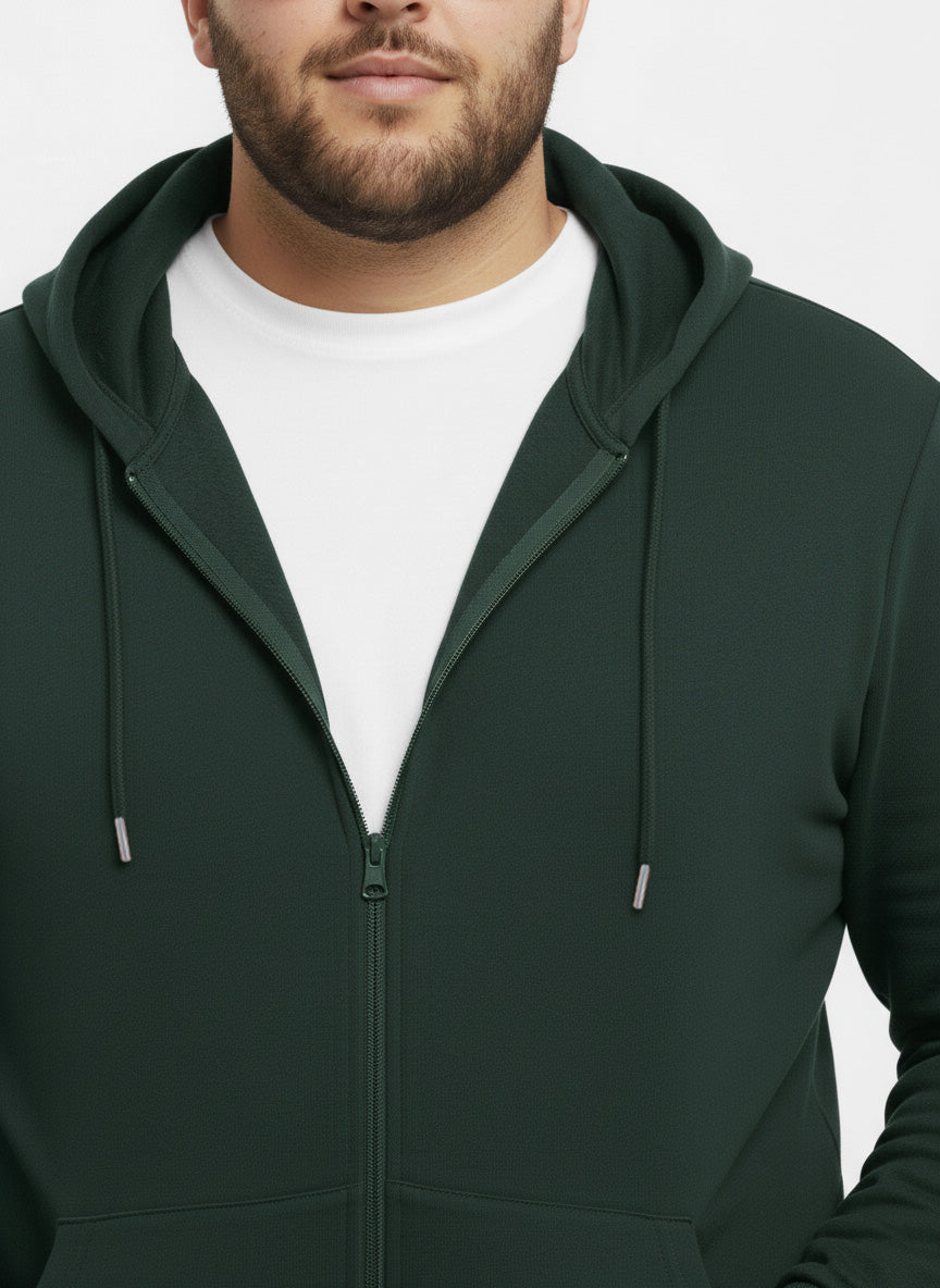 Solid Zipper Hoodie Plus Size