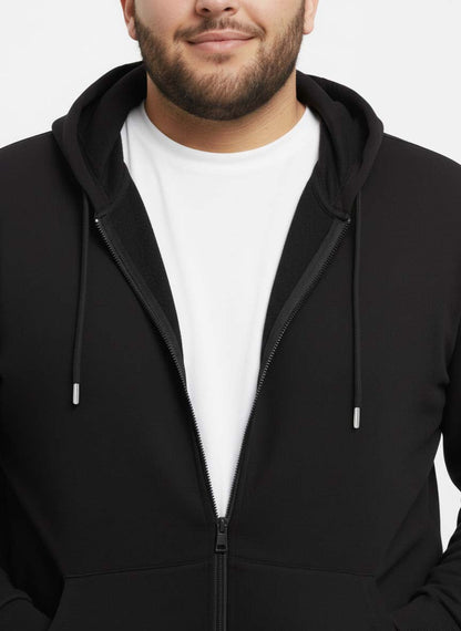 Solid Zipper Hoodie Plus Size