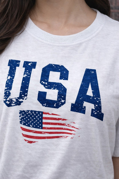 USA White Graphic Printed Oversized T-Shirt