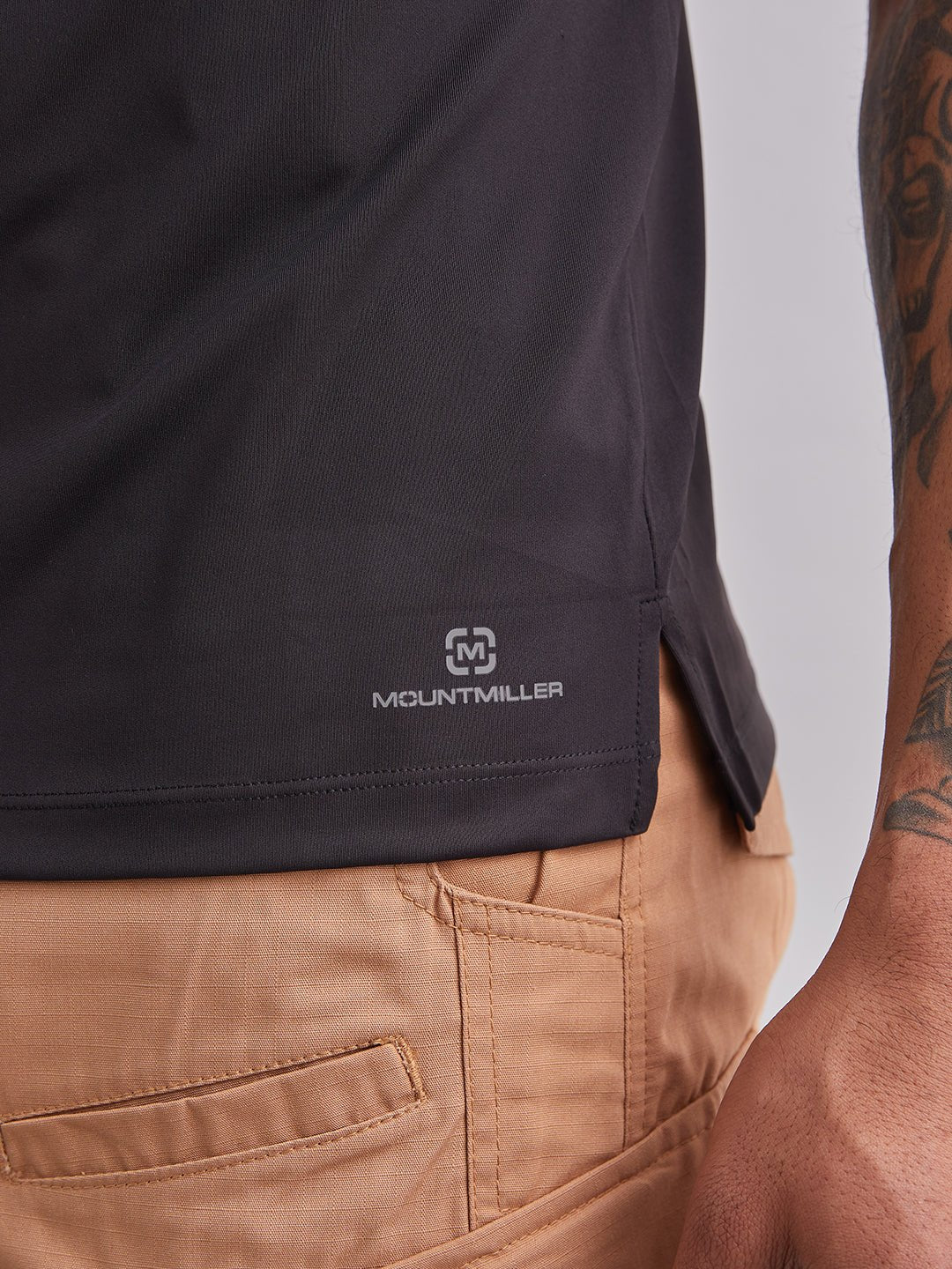 Black Armour Cut Half Sleeves T-Shirt