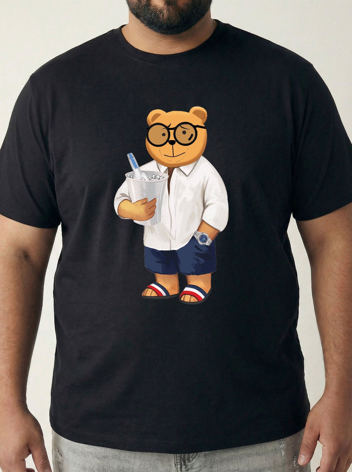Beach Bear Plus Size Men T-shirt