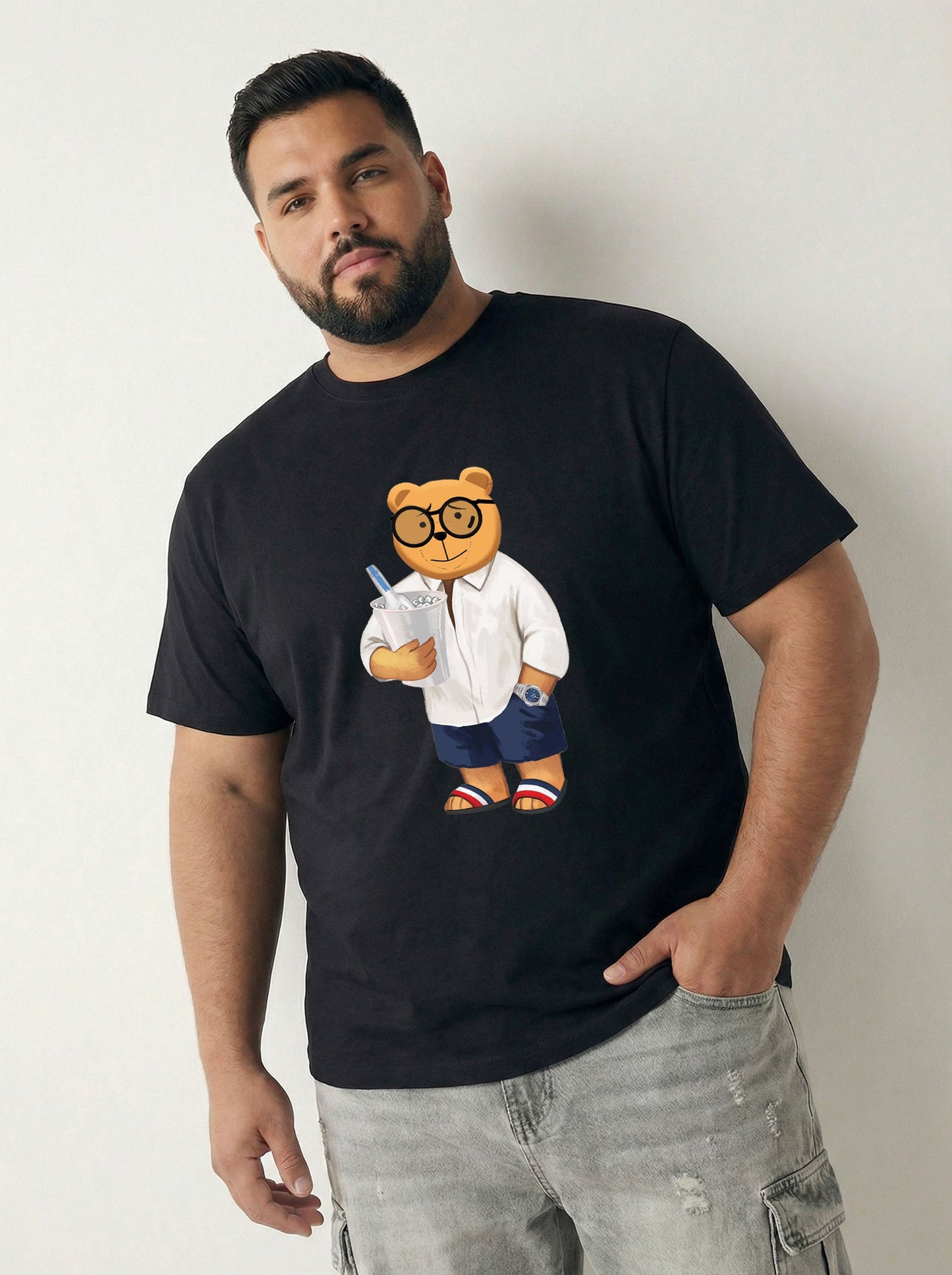 Beach Bear Plus Size Men T-shirt
