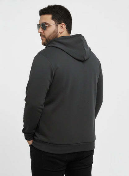 Solid Zipper Hoodie Plus Size