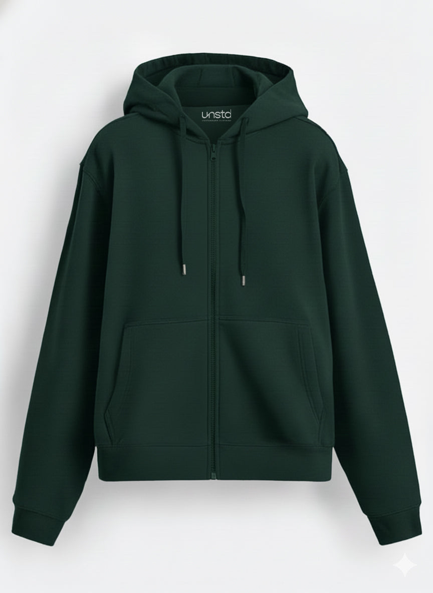 Solid Zipper Hoodie Plus Size