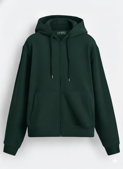Solid Zipper Hoodie Plus Size