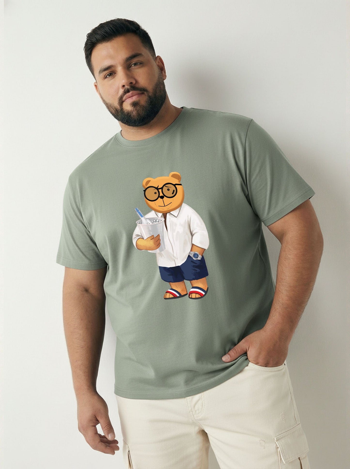 Beach Bear Plus Size Men T-shirt