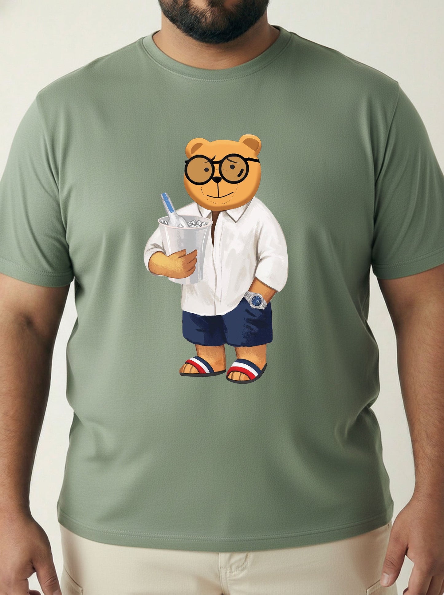 Beach Bear Plus Size Men T-shirt