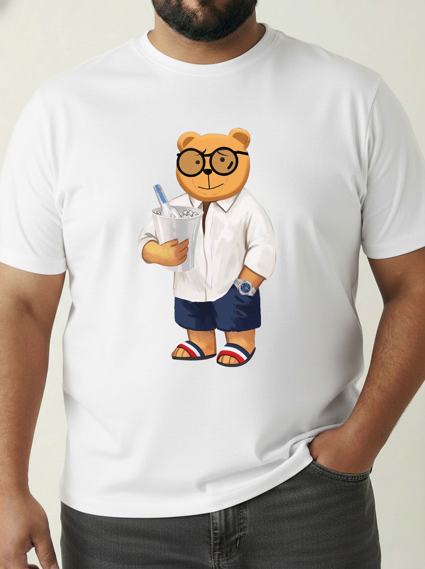 Beach Bear Plus Size Men T-shirt